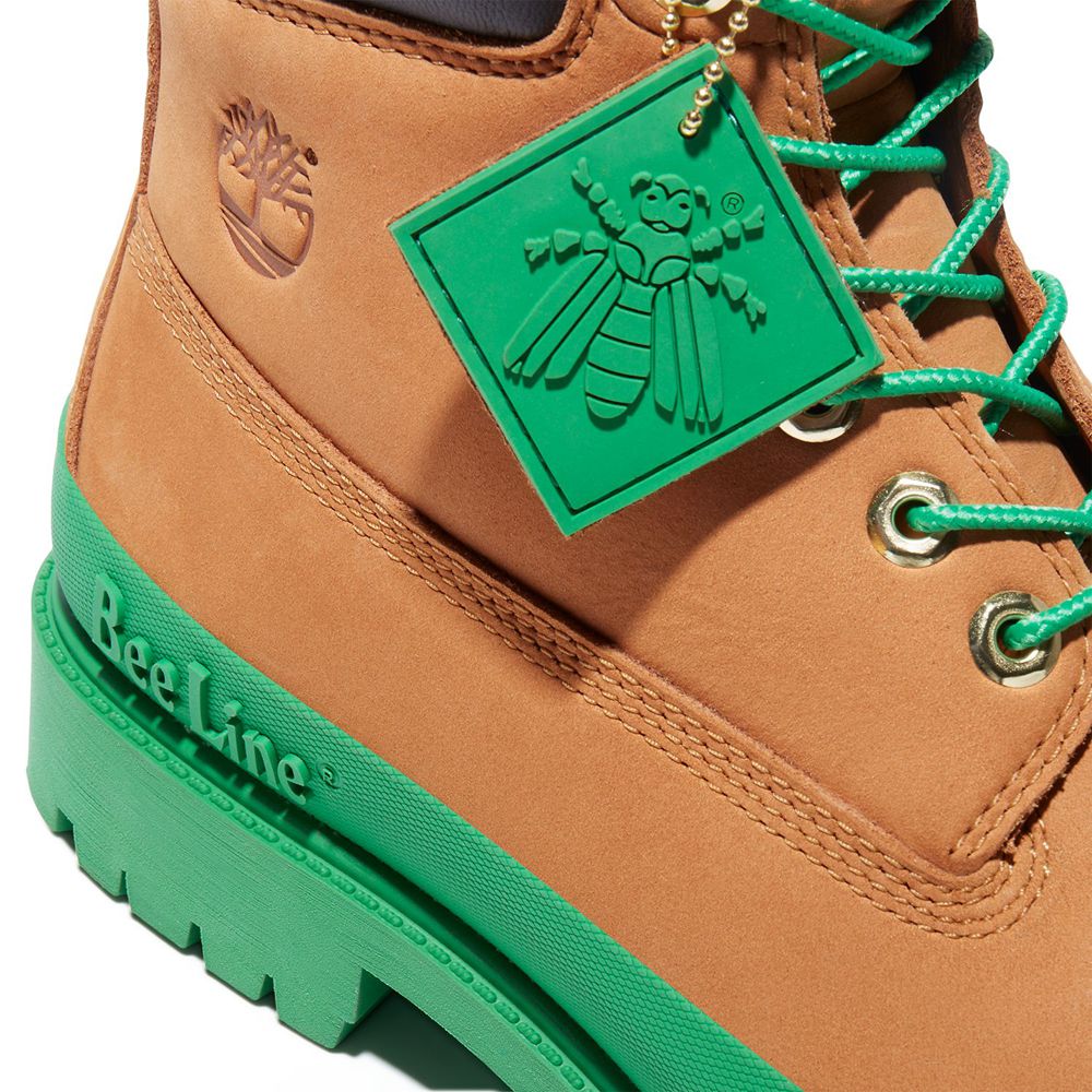 Timberland 6-Inch Μποτακια Ανδρικα Καφε/Πρασινο - Bee Line X Waterproof Rubber Toe - Greece 4081792-